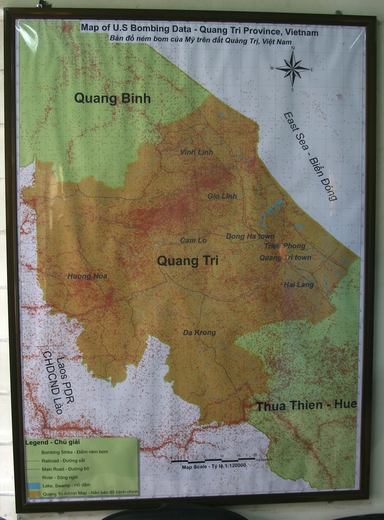 Quang Tri Province, most heavily bombed region during Vietnam War